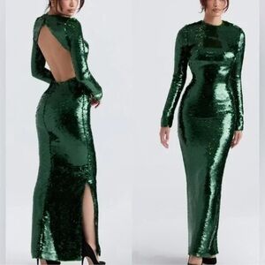 House of CB Belle Sequin Maxi (green) dress size XS